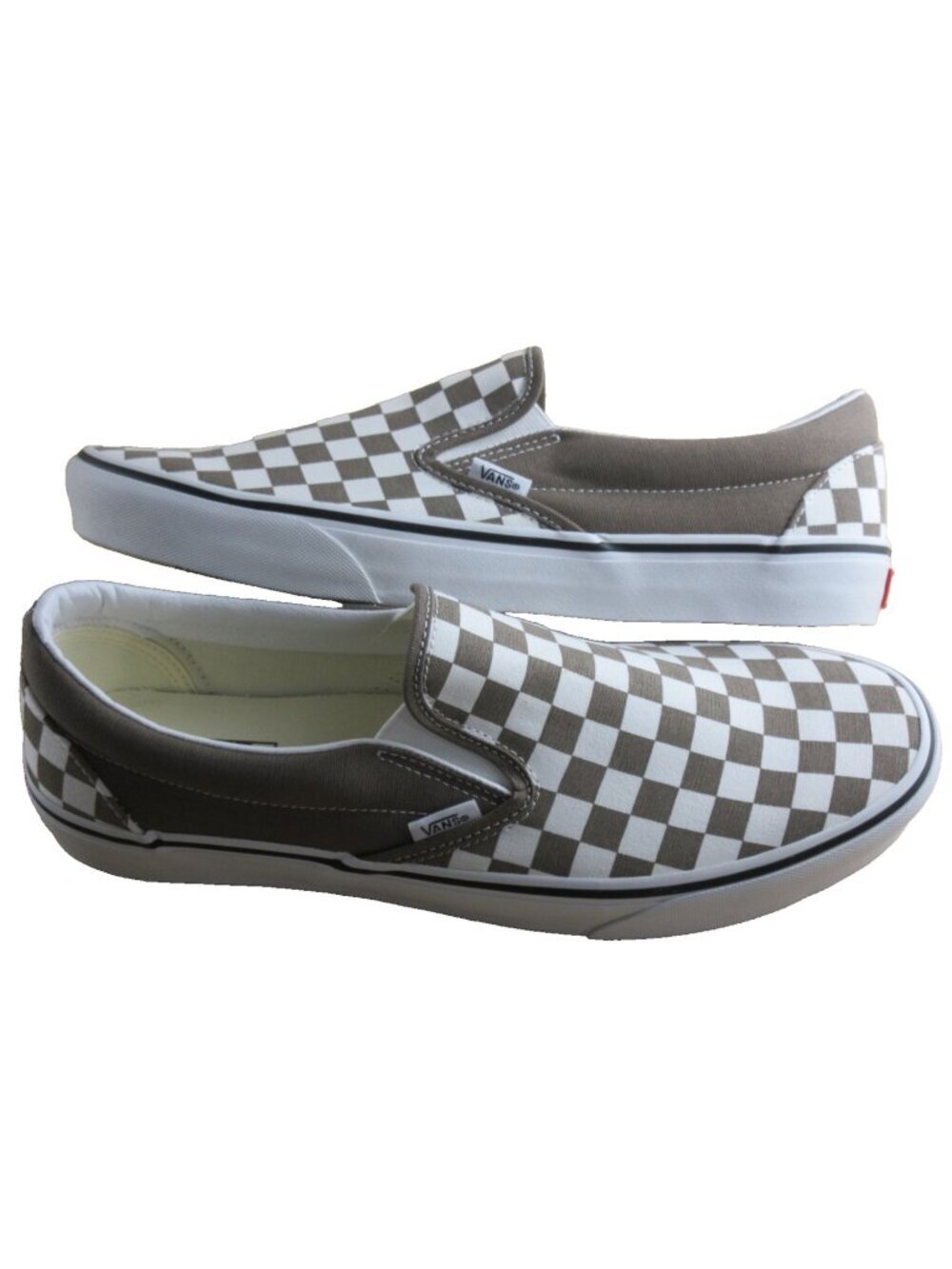 Vans Men's Classic Slip On Color Theory Checkerboard Walnut Cream Shoes Size 11